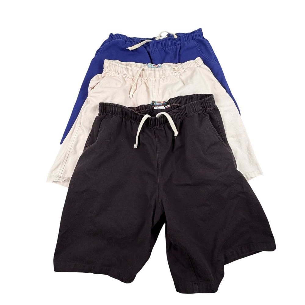 Jams World Mens Edition Shorts Lot 3 Pair Twill Cotton Elastic Waist Large 32X9